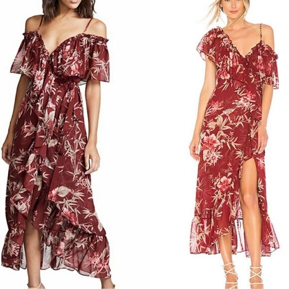 Misa Los Angeles Dresses & Skirts - Misa Los Angeles Talya Black Floral Ruffled Dress XS